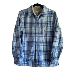 LL Bean Women’s Fleece Lined Flannel Plaid Shirt - Blue Plaid - Size Medium